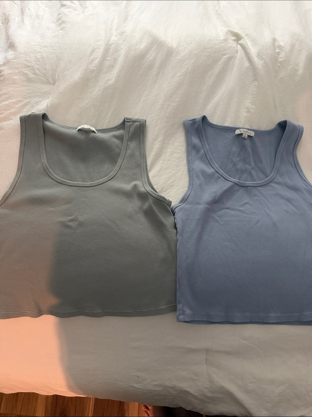 Z Supply Ribbed Tank Tops in Blue and Grey